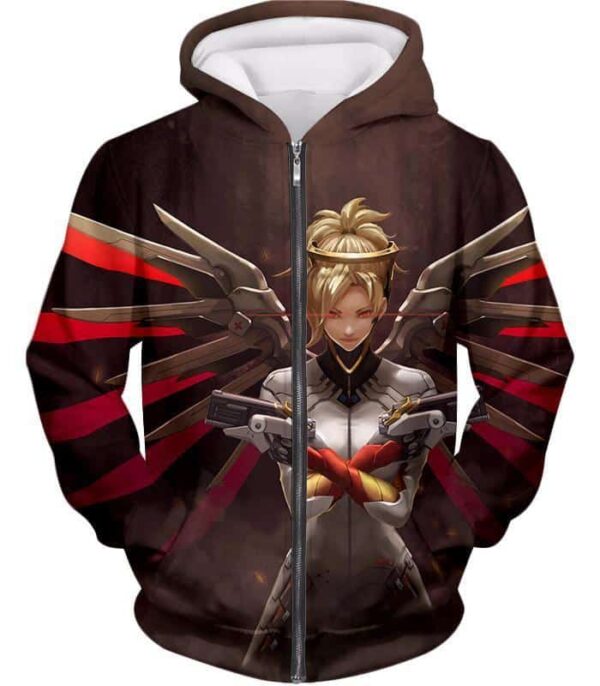 Overwatch Beautiful Team Support Mercy Hoodie - Overwatch Hoodie - Zip Up Hoodie