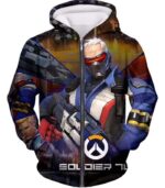 Overwatch Best Mercenary Soldier:76 Hoodie - Zip Up Hoodie