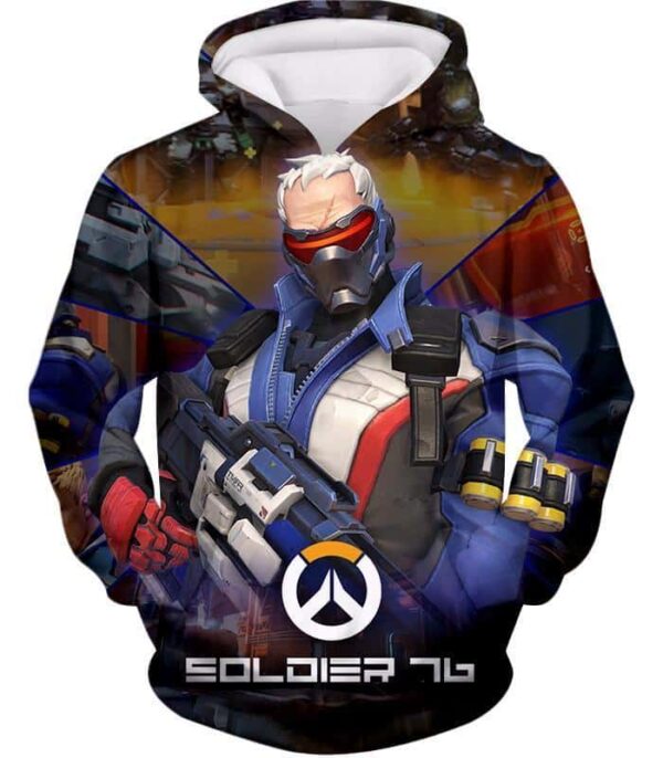 Overwatch Best Mercenary Soldier:76 Zip Up Hoodie - Hoodie