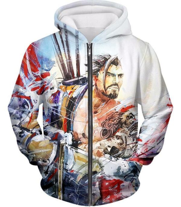 Overwatch Bow And Arrow Specialist Fighter Hanzo Hoodie - Overwatch Hoodie - Zip Up Hoodie