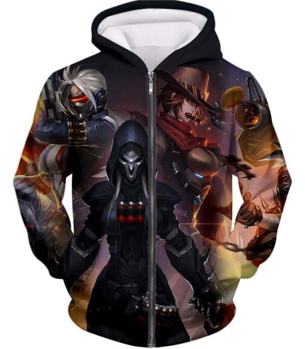 Overwatch Cool Heroe Reaper Zip Up Hoodie - Overwatch Hoodie