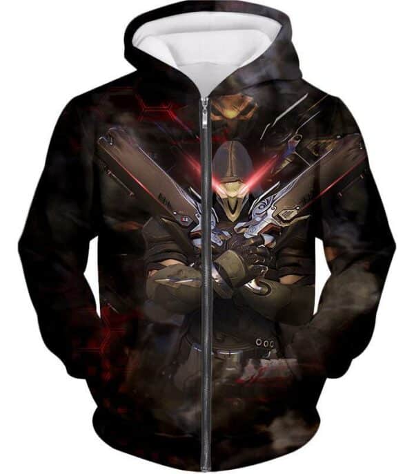 Overwatch Cool Reaper Hellfire Shotguns Zip Up Hoodie