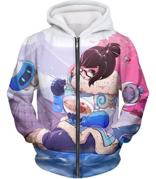 Overwatch Cute Defense Hero Climatologist Mei Hoodie - Zip Up Hoodie