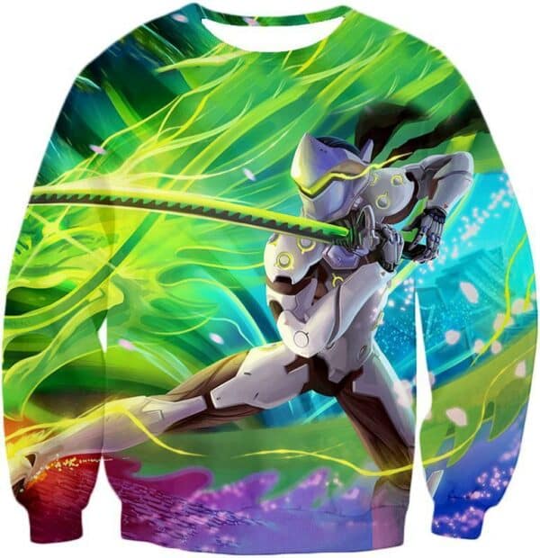 Overwatch Cyborg Ninja Fighter Genji Zip Up Hoodie - Sweatshirt