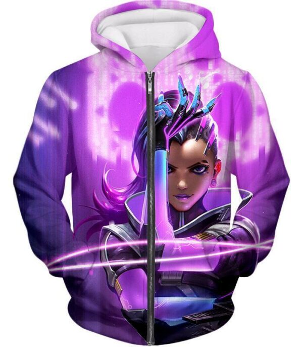 Overwatch Deadly Attacker Sombra Hoodie - Overwatch Hoodie - Zip Up Hoodie