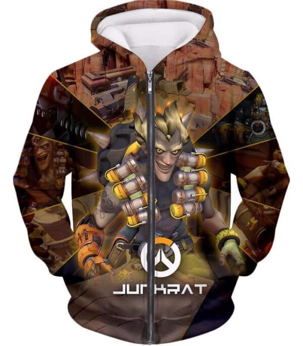 Overwatch Game Defense Hero Junkrat Hoodie - Zip Up Hoodie