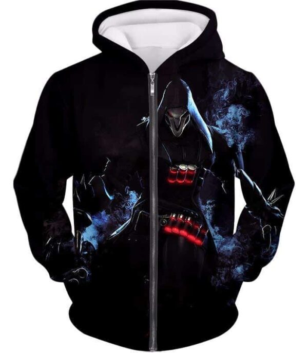 Overwatch Ghostly Hunter Deadly Enemy Reaper Hoodie - Overwatch Hoodie - Zip Up Hoodie