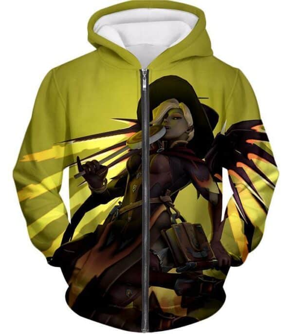 Overwatch Halloween Skins Team Healer Mercy Hoodie - Overwatch Hoodie - Zip Up Hoodie