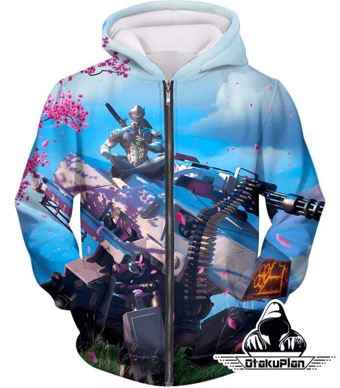 Overwatch Highly Technical Cyborg Ninja Genji Zip Up Hoodie - Zip Up Hoodie