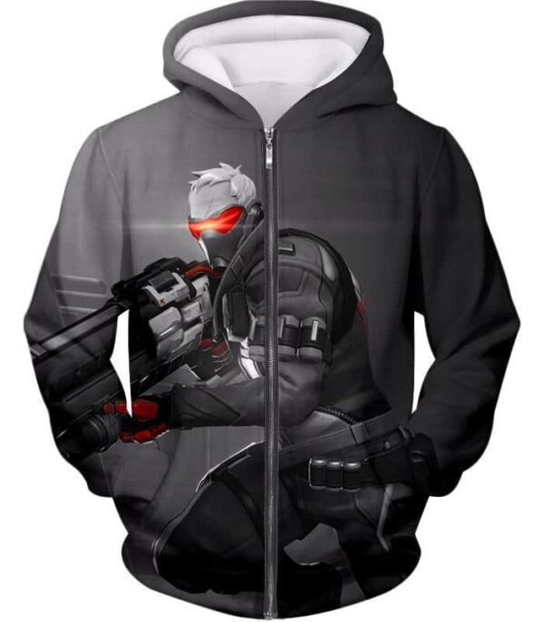 Overwatch Mystery Fighter Soldier:76 Hoodie - Zip Up Hoodie