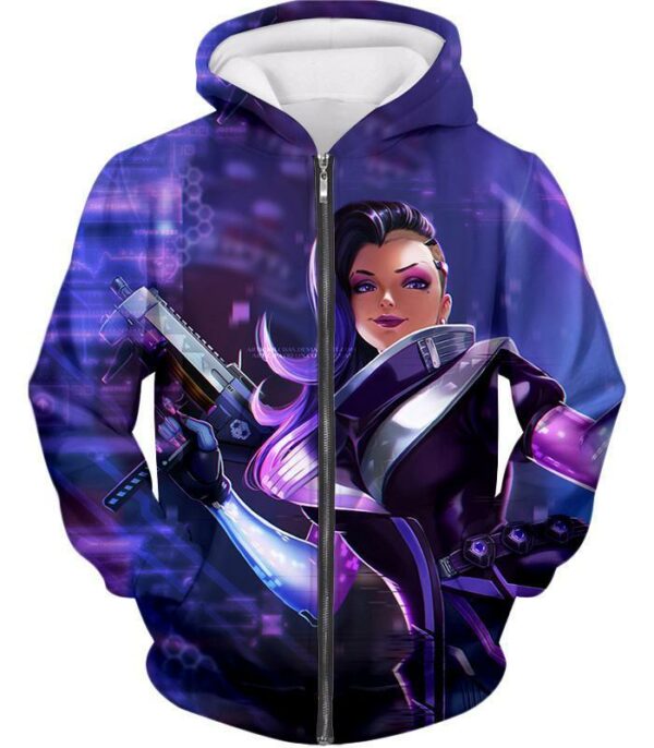 Overwatch Offense Character Sombra Hoodie - Overwatch Hoodie - Zip Up Hoodie