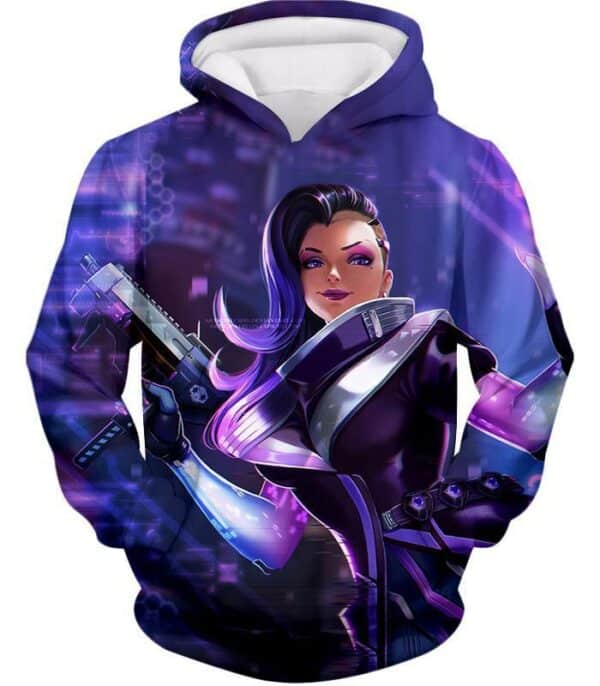 Overwatch Offense Character Sombra Zip Up Hoodie - Overwatch Hoodie - Hoodie