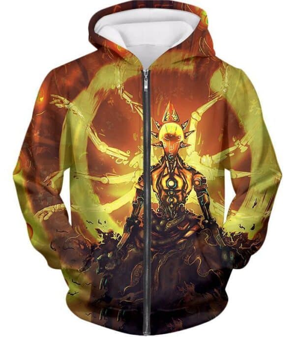 Overwatch Powerful Robot Wandering Guru Zenyatta Hoodie - Overwatch Hoodie - Zip Up Hoodie