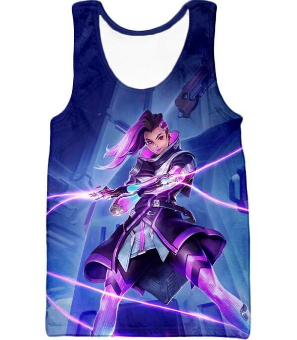 Overwatch Purple Offense Hero Sombra Zip Up Hoodie - Tank Top