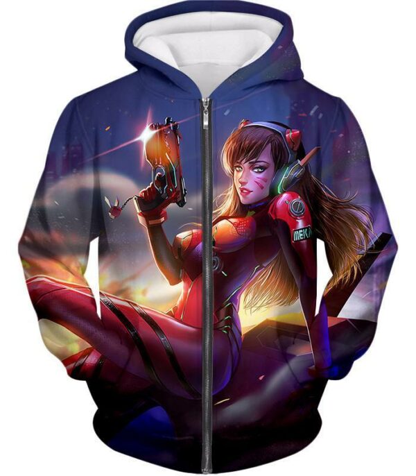 Overwatch Sexy Tank Fighter D.Va Hoodie - Overwatch Hoodie - Zip Up Hoodie