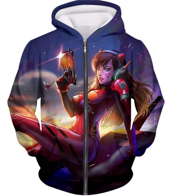 Overwatch Sexy Tank Fighter D.Va Zip Up Hoodie - Overwatch Hoodie