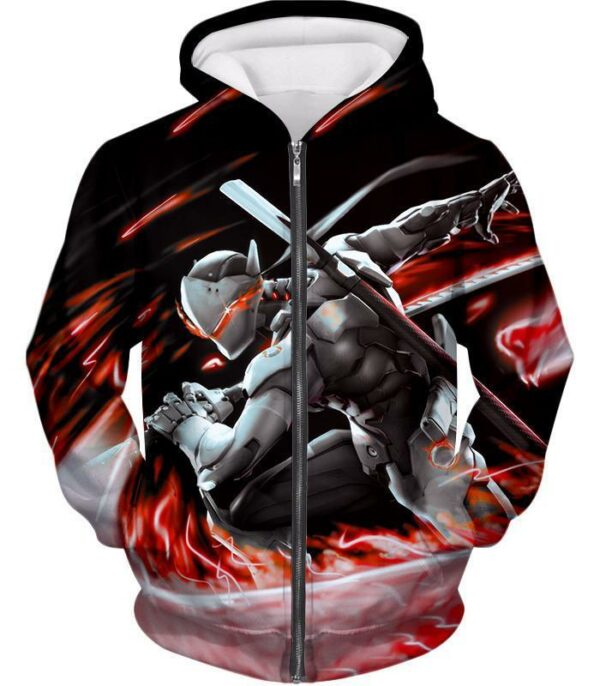 Overwatch Super Cool Cyborg Ninja Genji Hoodie - Zip Up Hoodie