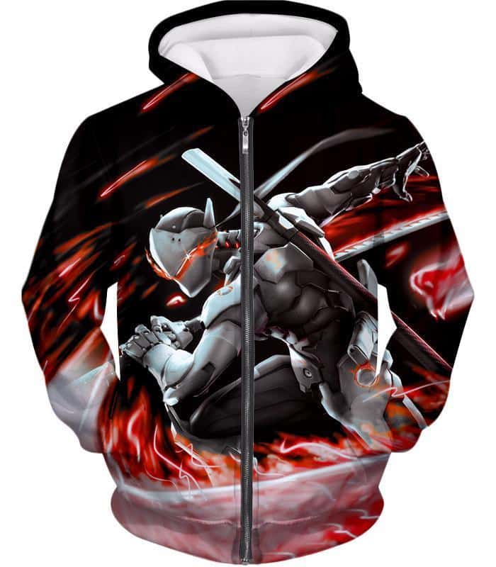 Overwatch Super Cool Cyborg Ninja Genji Zip Up Hoodie