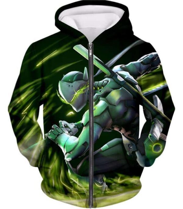 Overwatch Supercool Ninja Cyborg Genji Hoodie - Zip Up Hoodie