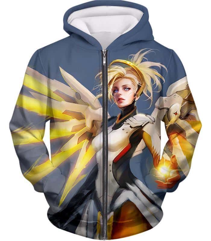 Overwatch Team Healer Flying Mercy Zip Up Hoodie