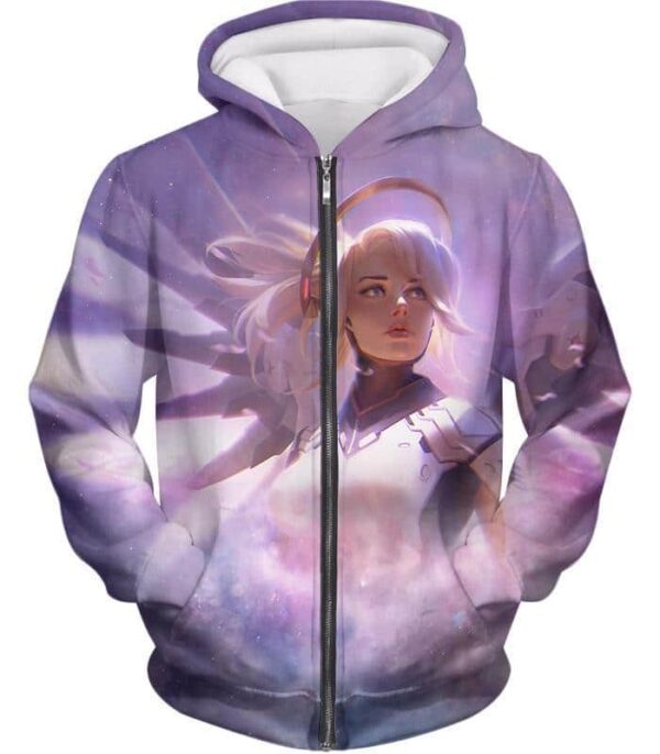 Overwatch Team Support Healer Mercy Hoodie - Zip Up Hoodie