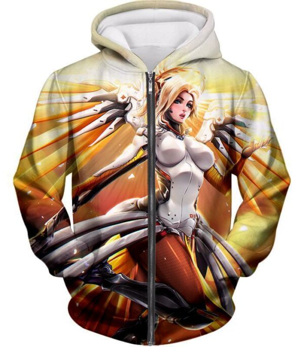 Overwatch Valkyrie Mercy Support Hero Zip Up Hoodie - Overwatch Hoodie - Zip Up Hoodie