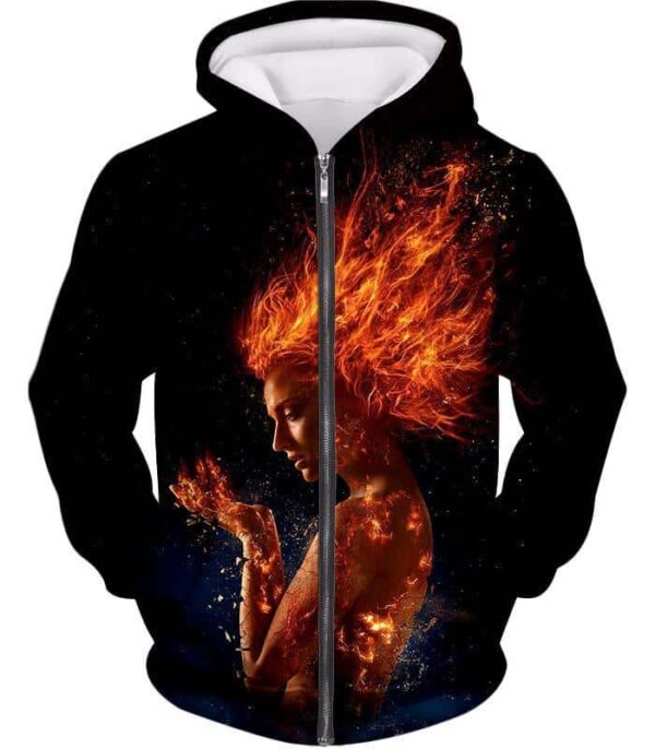 Cool HD Printed Dark Phoenix Black Hoodie - Zip Up Hoodie