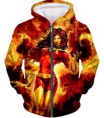 Dangerous X-Men Villain Dark Phoenix Blazing Action Hoodie - Zip Up Hoodie