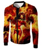 Dangerous X-Men Villain Dark Phoenix Blazing Action Zip Up Hoodie - Jacket