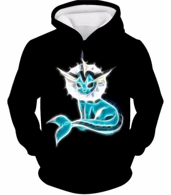 Pokemon Cool Eevee Water Evolution Vaporeon Black Hoodie  - Pokemon Hoodie