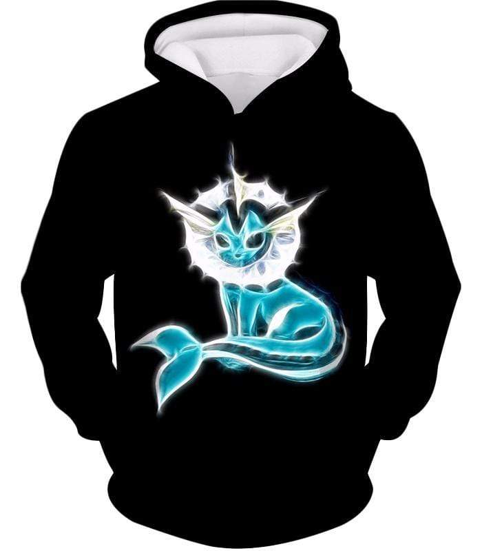 Pokemon Cool Eevee Water Evolution Vaporeon Black Hoodie  - Pokemon Hoodie