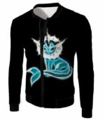 Pokemon Cool Eevee Water Evolution Vaporeon Black Zip Up Hoodie  - Pokemon Zip Up Hoodie - Jacket