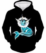 Pokemon Cool Eevee Water Evolution Vaporeon Black Zip Up Hoodie  - Pokemon Zip Up Hoodie - Hoodie