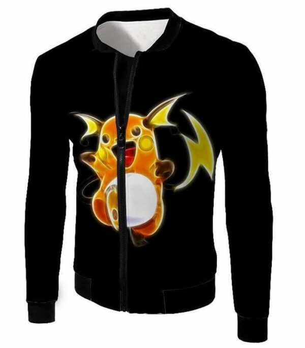 Pokemon Cool Thunder Pokemon Raichu Black Zip Up Hoodie  - Pokemon Zip Up Hoodie - Jacket