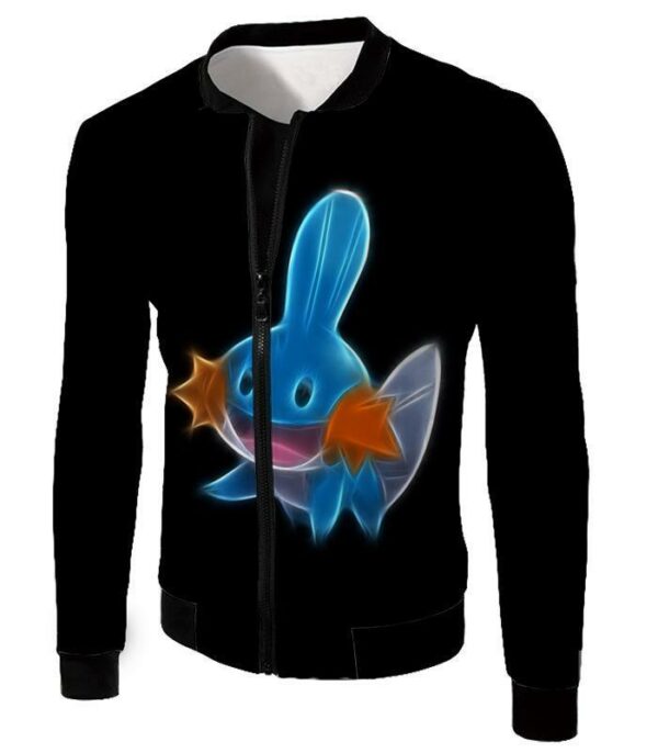 Pokemon Cute Water Type Pokemon Mudkip Cool Black Hoodie - Jacket