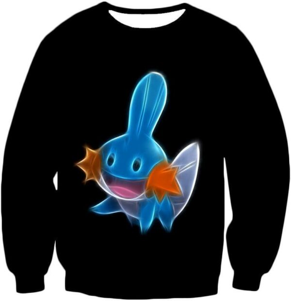 Pokemon Cute Water Type Pokemon Mudkip Cool Black Hoodie - Sweatshirt