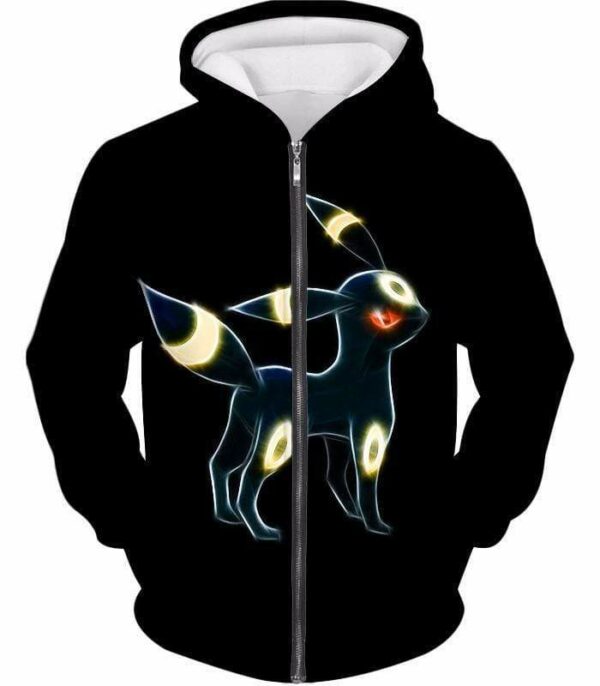 Pokemon Eevee Dark Pokemon Evolution Cool Umbreon Black Hoodie  - Pokemon Hoodie - Zip Up Hoodie