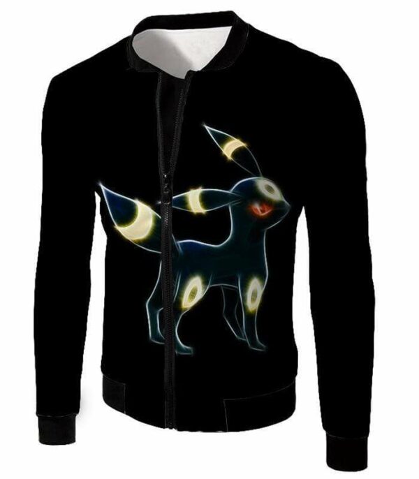 Pokemon Eevee Dark Pokemon Evolution Cool Umbreon Black Zip Up Hoodie  - Pokemon Zip Up Hoodie - Jacket