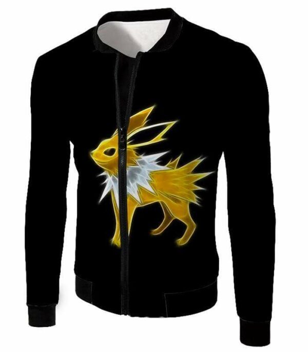 Pokemon Eevee Thunder Type Evolution Jolteon Black Hoodie  - Pokemon Hoodie - Jacket