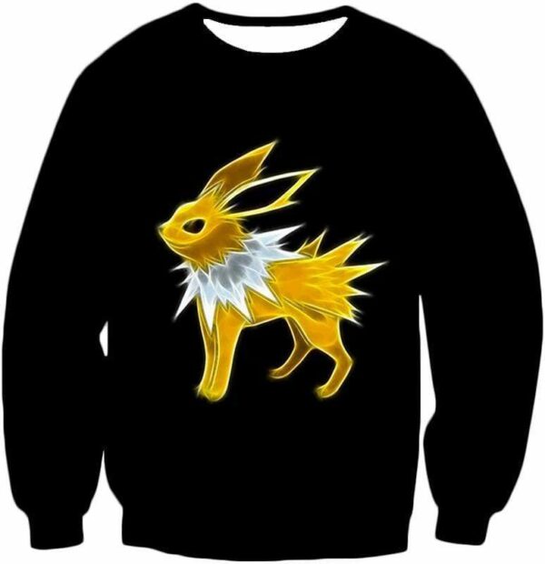 Pokemon Eevee Thunder Type Evolution Jolteon Black Hoodie  - Pokemon Hoodie - Sweatshirt