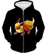 Pokemon Fire Type Eevee Evolution Flareon Cool Black Hoodie  - Pokemon Hoodie - Zip Up Hoodie