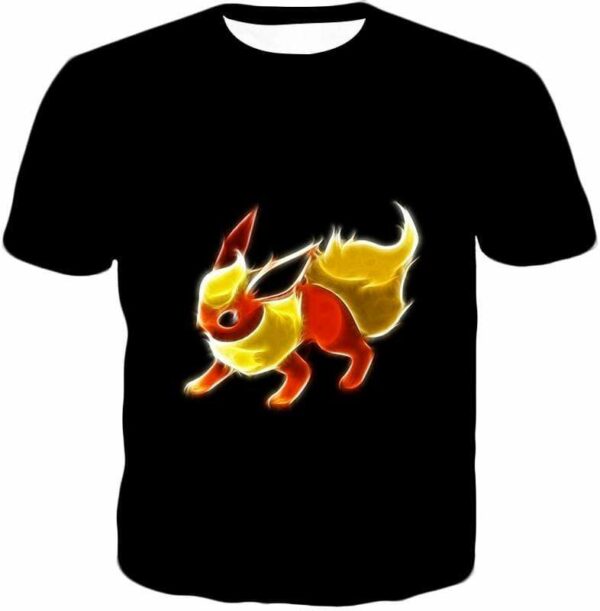 Pokemon Fire Type Eevee Evolution Flareon Cool Black Hoodie  - Pokemon Hoodie - T-Shirt