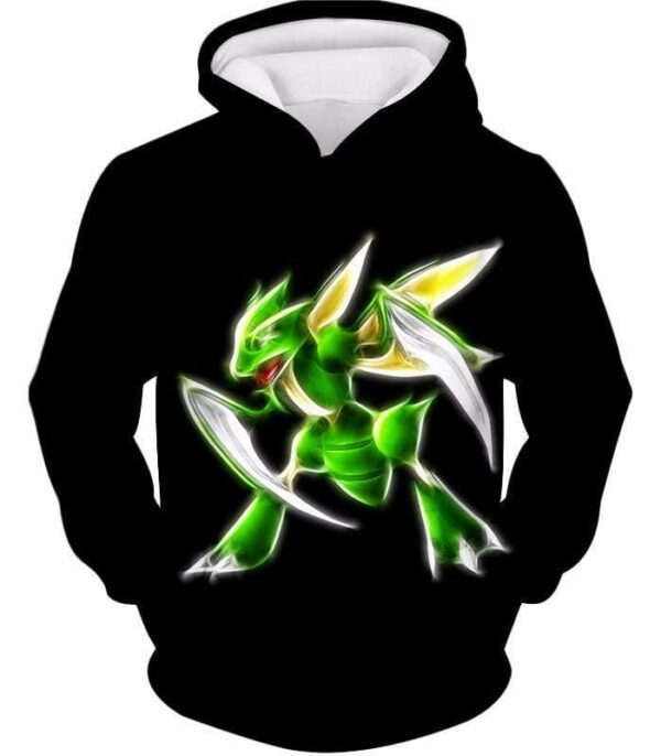 Pokemon Flying Bug Type Pokemon Scyther Cool Black Hoodie  - Pokemon Hoodie - Hoodie