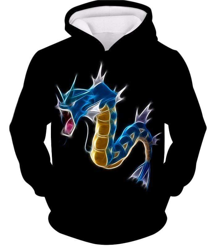 Pokemon Flying Water Type Pokemon Gyarados Black Hoodie  - Pokemon Hoodie - Hoodie