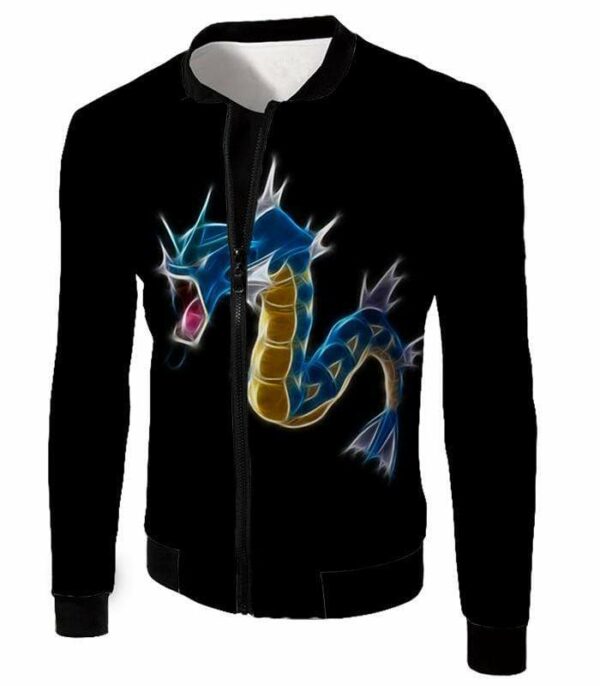 Pokemon Flying Water Type Pokemon Gyarados Black Hoodie  - Pokemon Hoodie - Jacket