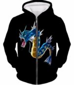 Pokemon Flying Water Type Pokemon Gyarados Black Hoodie  - Pokemon Hoodie - Zip Up Hoodie