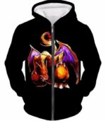 Pokemon Generation One Flying Fire Type Pokemon Charizard Cool Black Hoodie  - Pokemon Hoodie - Zip Up Hoodie