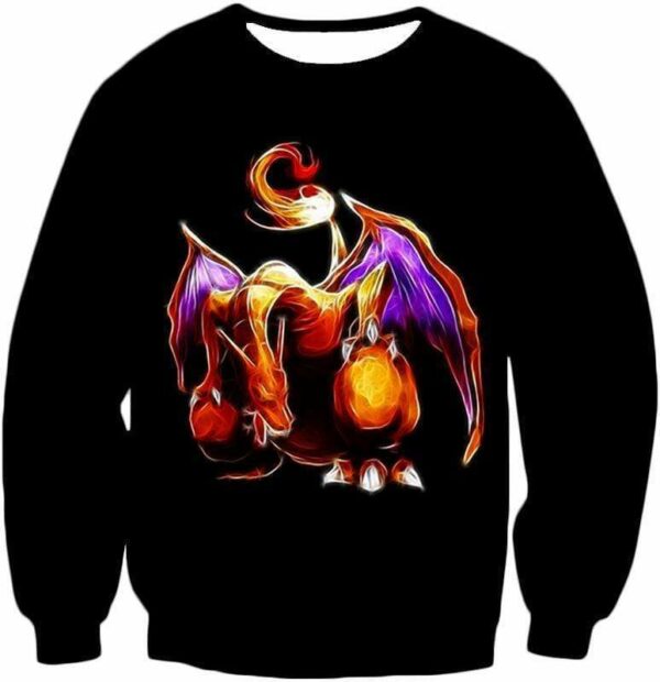 Pokemon Generation One Flying Fire Type Pokemon Charizard Cool Black Hoodie  - Pokemon Hoodie - Sweatshirt