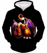 Pokemon Generation One Flying Fire Type Pokemon Charizard Cool Black Zip Up Hoodie  - Pokemon Zip Up Hoodie - Hoodie