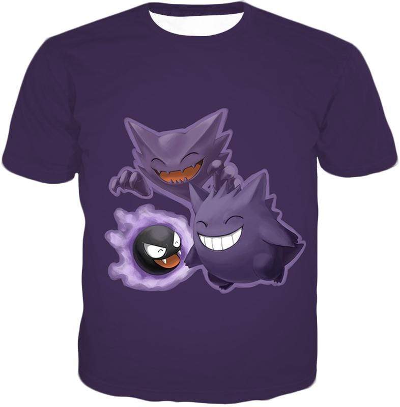 Pokemon Ghost Pokemon Trio Ghastly Hunter And Gengar Cool Anime Hoodie  - Pokemon Hoodie - T-Shirt